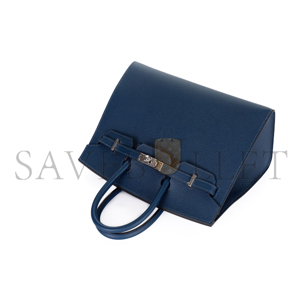 H**mes master birkin 25 epsom leather royal blue silver buckle bag 1274381 (25*20*13cm)